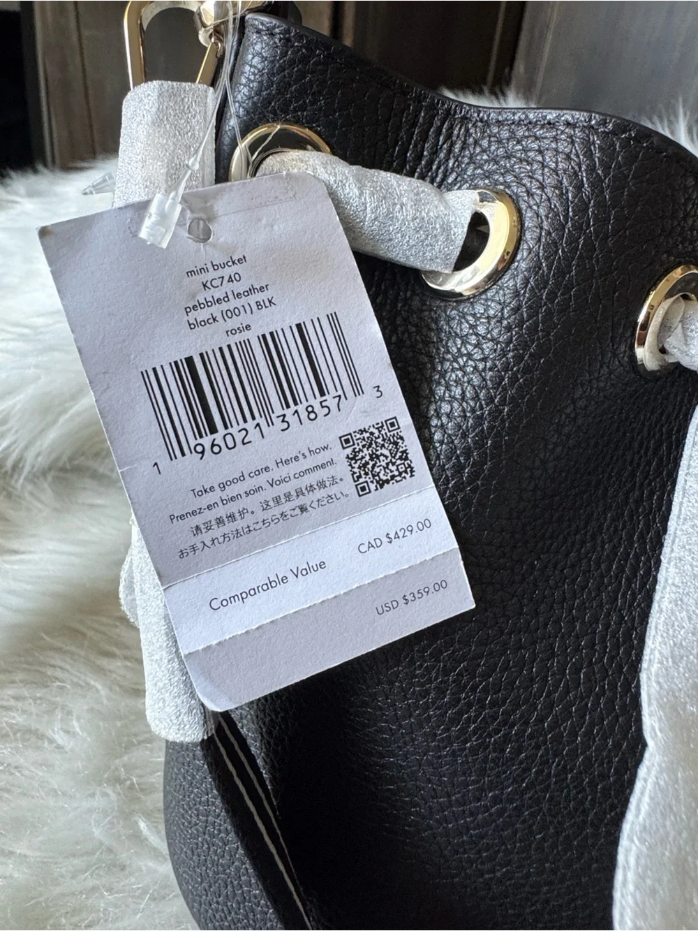 NWT Kate Spade Rosie Leather Mini Bucket Bag Black